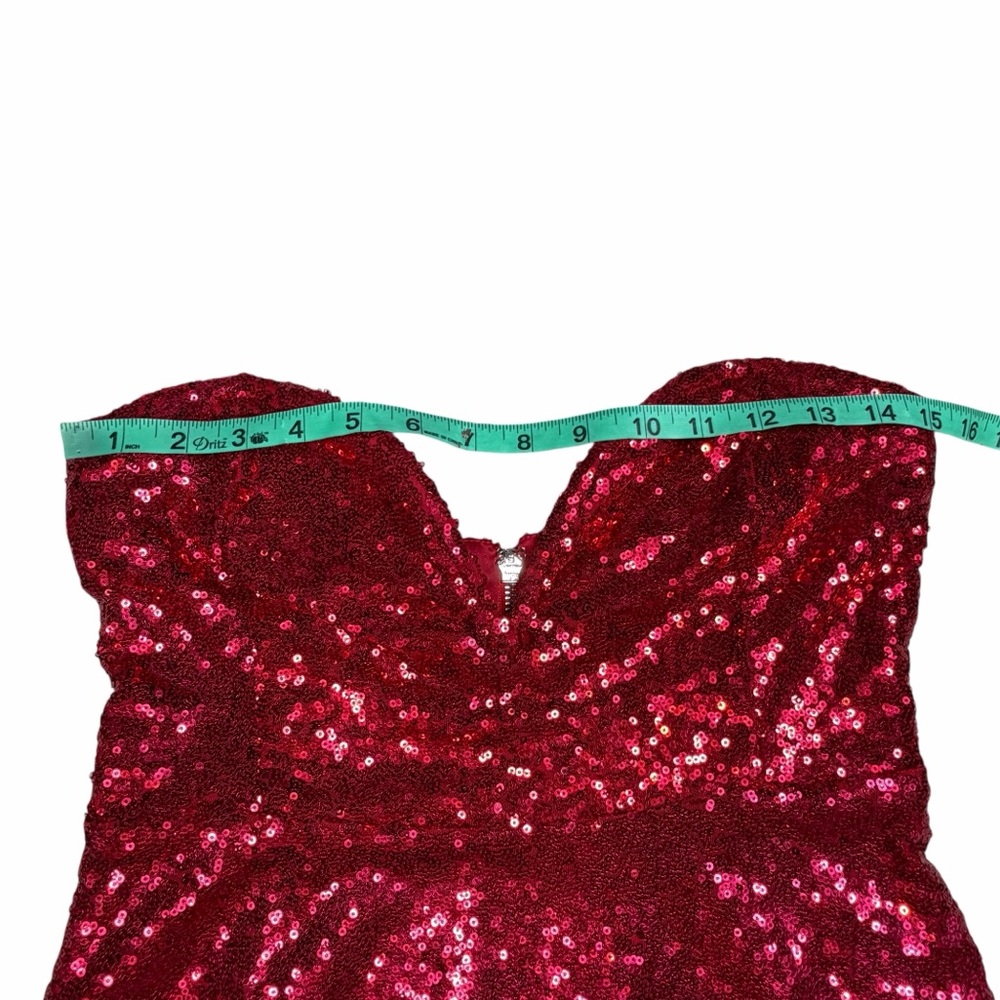 Vtg Charlotte Russe Red Sequin Sweetheart Strapless Flounce Hem Dress - Medium - Picture 12 of 14